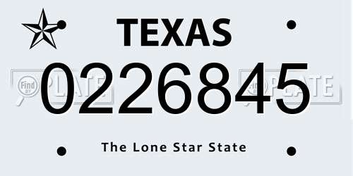 0226845 Texas License Plate
