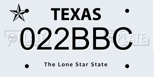 022BBC Texas License Plate