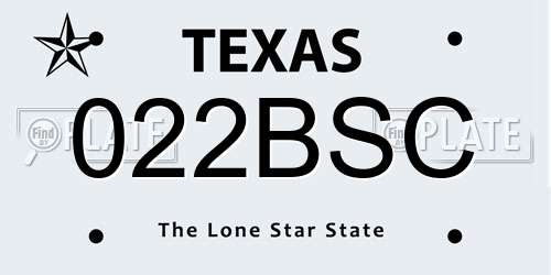 022BSC Texas License Plate