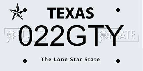 022GTY Texas License Plate