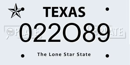022O89 Texas License Plate