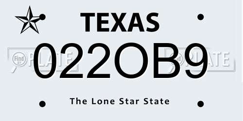 022OB9 Texas License Plate
