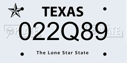 022Q89 Texas License Plate