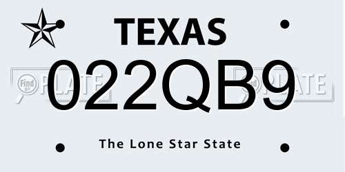 022QB9 Texas License Plate