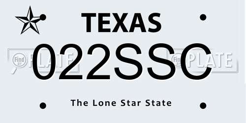 022SSC Texas License Plate