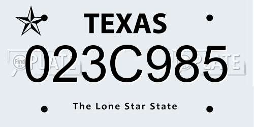 023C985 Texas License Plate