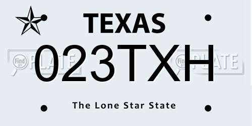 023TXH Texas License Plate