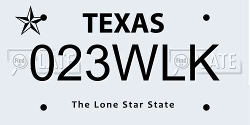 023WLK Texas License Plate