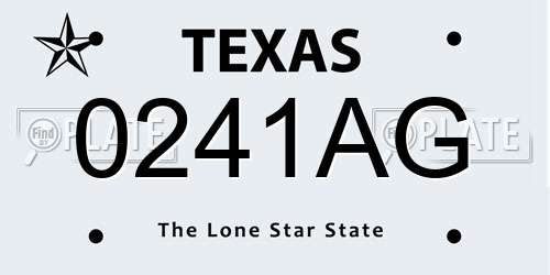 0241AG Texas License Plate