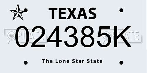 024385K Texas License Plate
