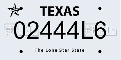 02444L6 Texas License Plate