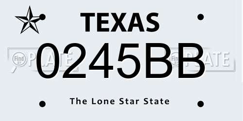 0245BB Texas License Plate