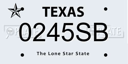 0245SB Texas License Plate