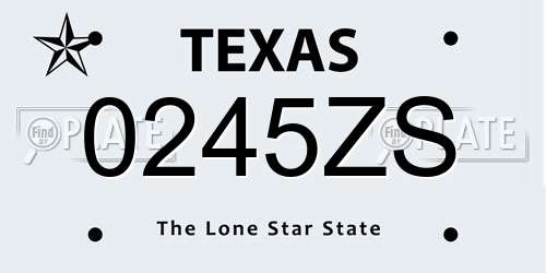 0245ZS Texas License Plate