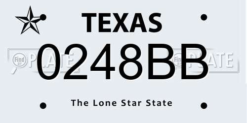 0248BB Texas License Plate
