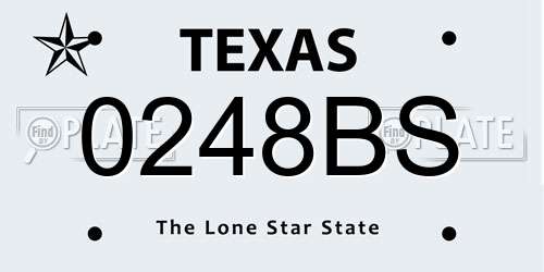 0248BS Texas License Plate