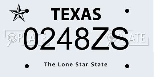 0248ZS Texas License Plate