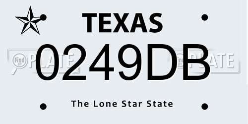 0249DB Texas License Plate
