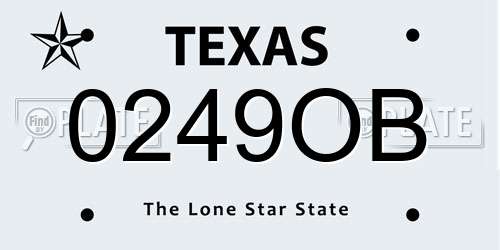 0249OB Texas License Plate