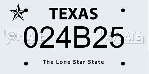 024B25 Texas License Plate