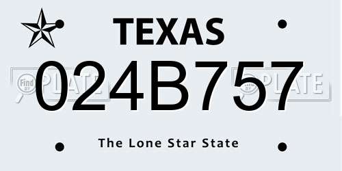 024B757 Texas License Plate