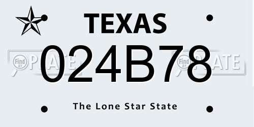 024B78 Texas License Plate