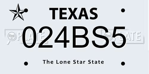 024BS5 Texas License Plate
