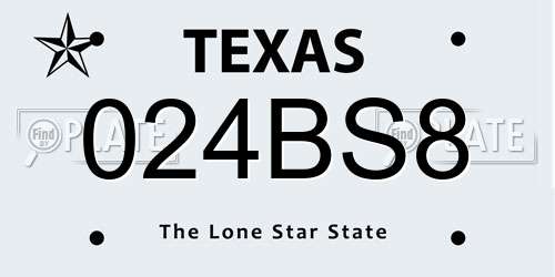 024BS8 Texas License Plate