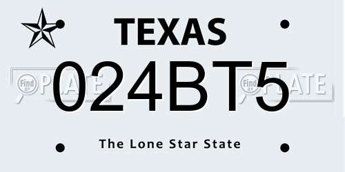 024BT5 Texas License Plate