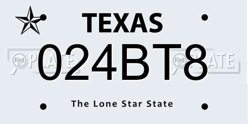 024BT8 Texas License Plate