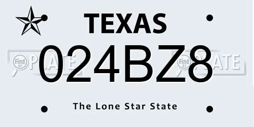 024BZ8 Texas License Plate