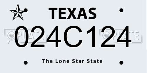 024C124 Texas License Plate