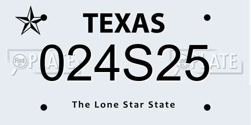 024S25 Texas License Plate