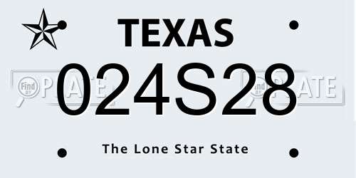 024S28 Texas License Plate