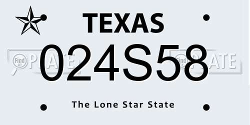 024S58 Texas License Plate
