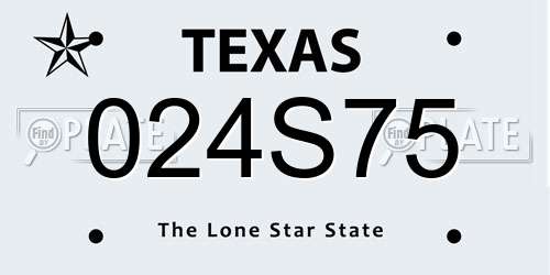 024S75 Texas License Plate