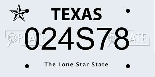 024S78 Texas License Plate