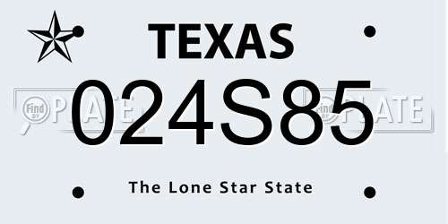 024S85 Texas License Plate