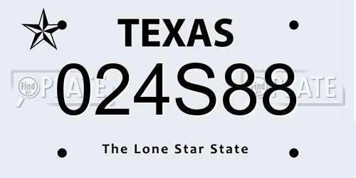 024S88 Texas License Plate
