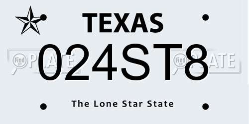 024ST8 Texas License Plate