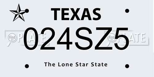 024SZ5 Texas License Plate