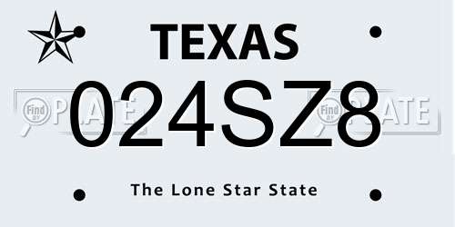 024SZ8 Texas License Plate