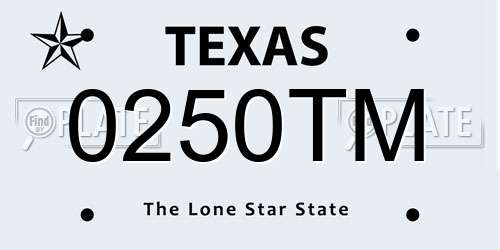 0250TM Texas License Plate