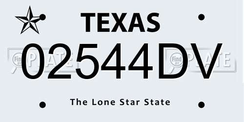 02544DV Texas License Plate