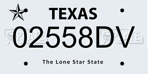 02558DV Texas License Plate