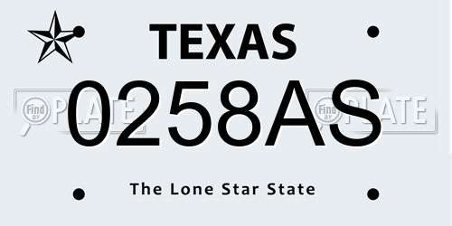0258AS Texas License Plate