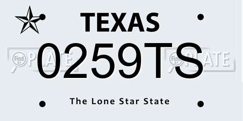 0259TS Texas License Plate