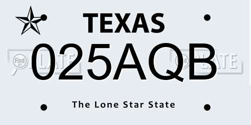 025AQB Texas License Plate