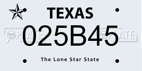 025B45 Texas License Plate