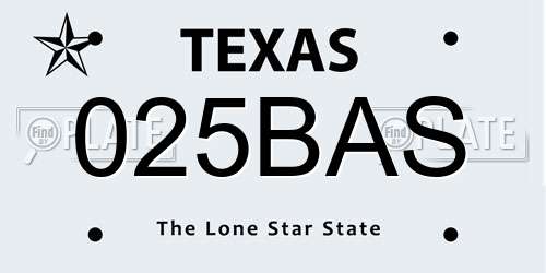 025BAS Texas License Plate